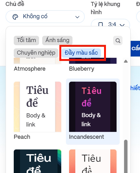 Chủ đề poster AI tạo trên Gamma Imagine