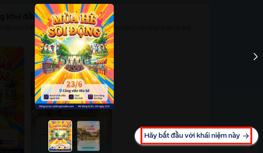 Chỉnh sửa poster AI tạo trên Gamma Imagine