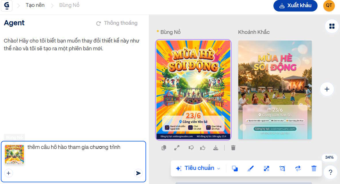 Công cụ chỉnh sửa poster AI trên Gamma Imagine
