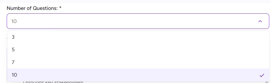 Số lượng câu hỏi tạo trên Magic School AI