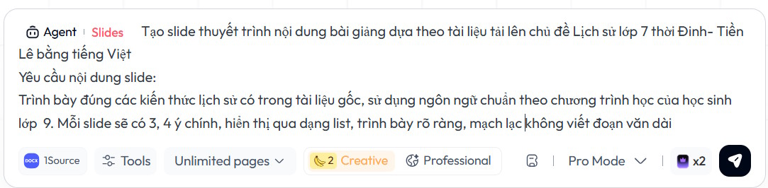 Prompt tạo slide trên Skywork AI
