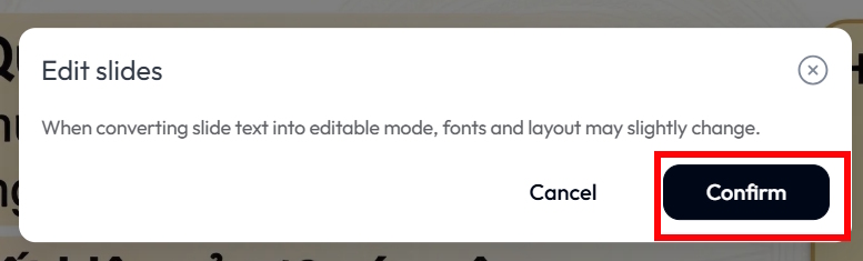 Xác nhận chỉnh sửa slide tạo trên Skywork AI