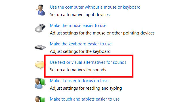 Use text or visual alternatives for sounds