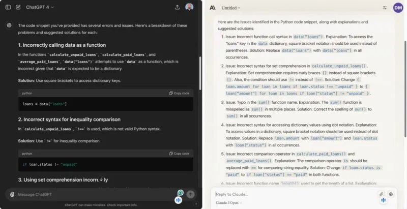 Kết quả bài tập lập trình ChatGPT so với Claude