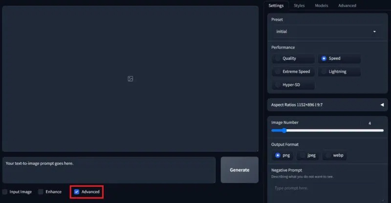 Giao diện người dùng Fooocus của Stable Diffusion để tạo hình ảnh và các cài đặt nâng cao của nó
