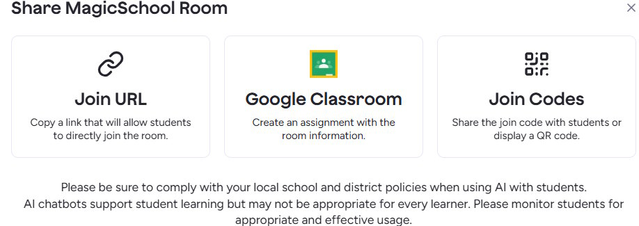 Gửi Chatbot cho học sinh trên Magic School