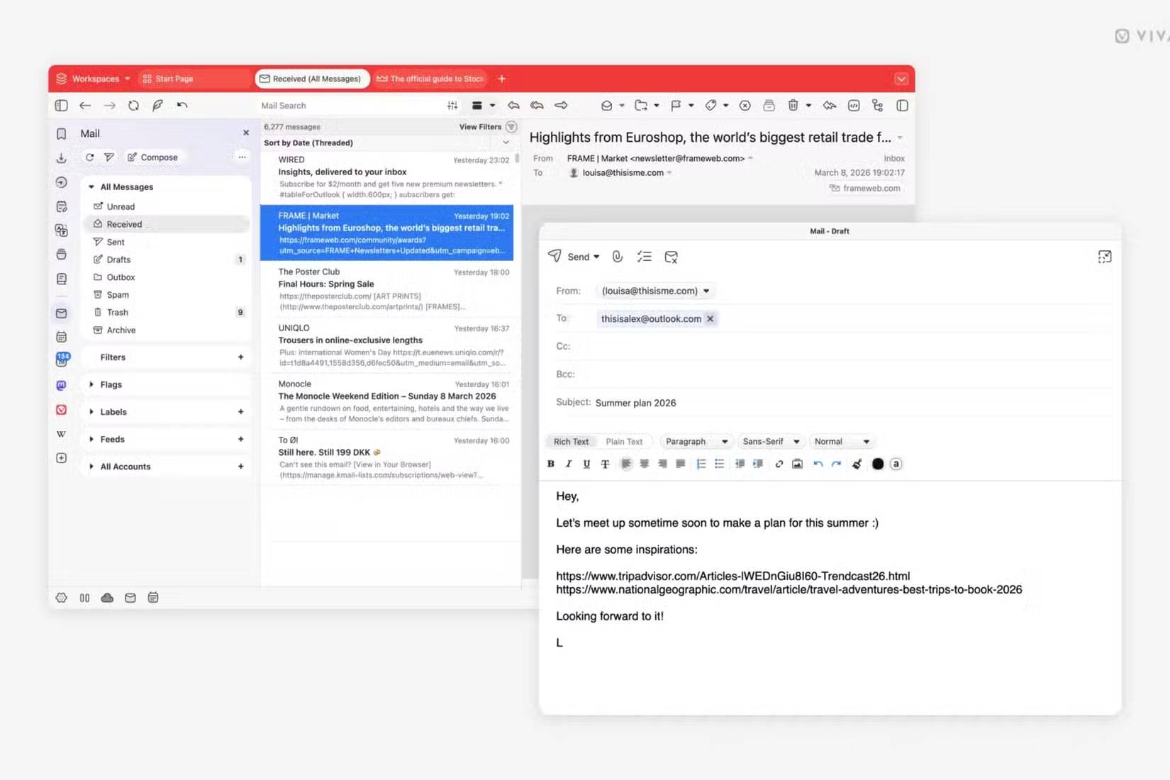 Cửa sổ soạn thảo trên Vivaldi Mail giờ đây có thể di chuyển