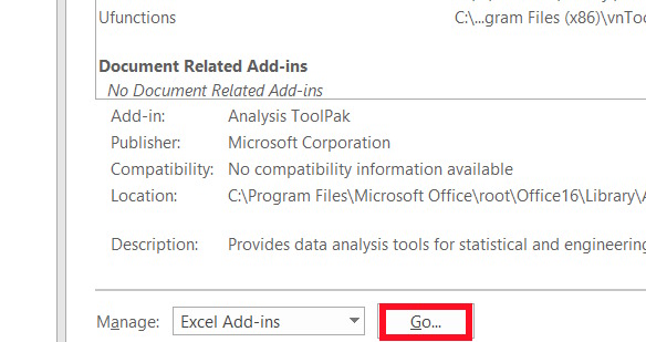 Quản lý Add-ins trên Excel