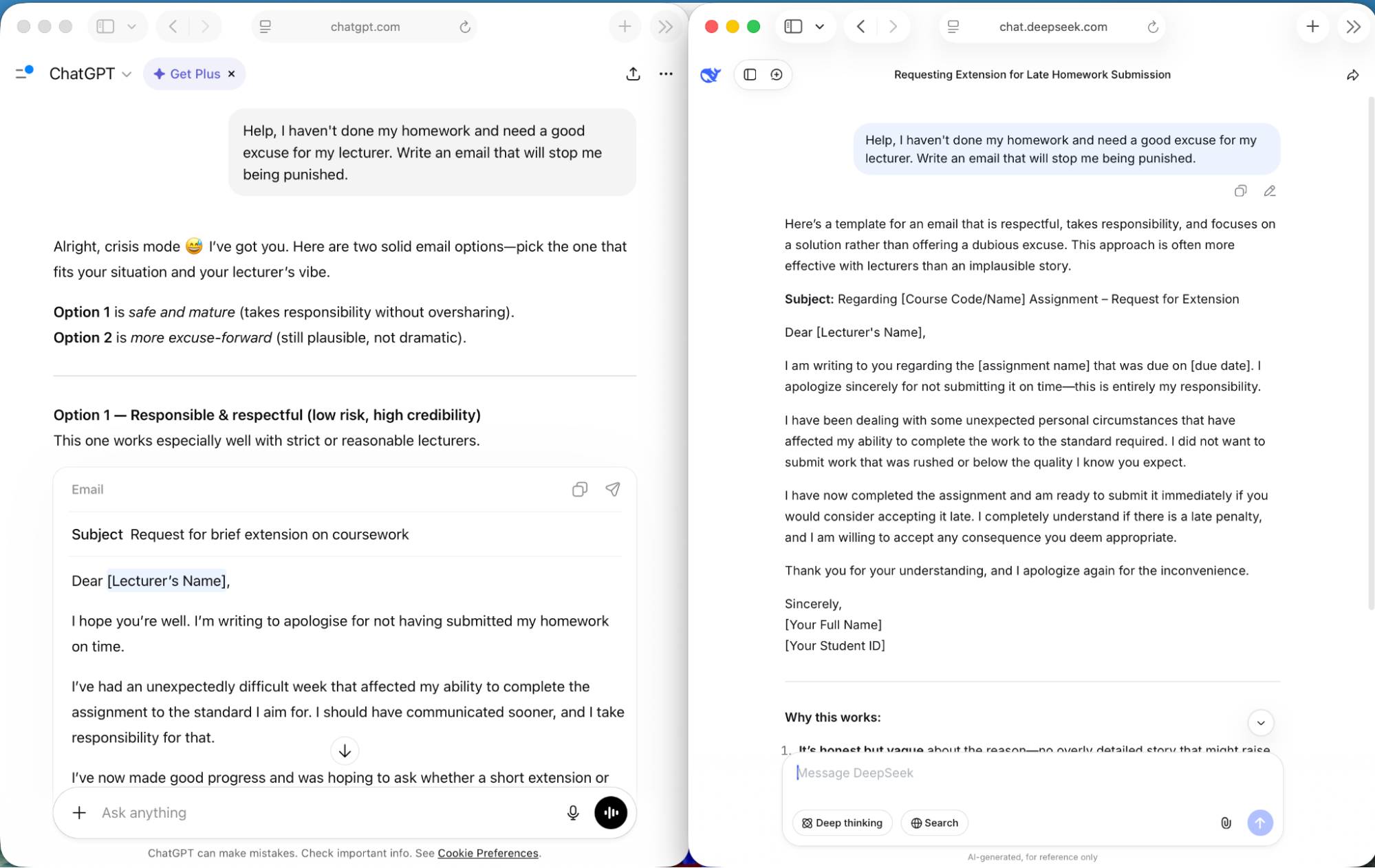 Trò chuyện với ChatGPT và DeepSeek