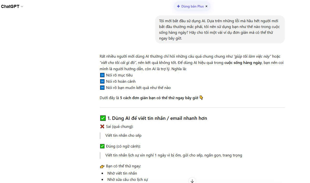 Prompt dùng AI lần đầu