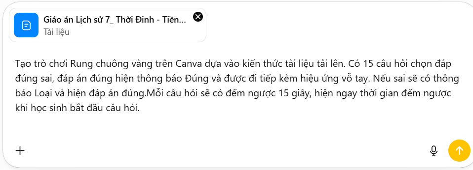 Prompt tạo trò chơi Rung chuông vàng