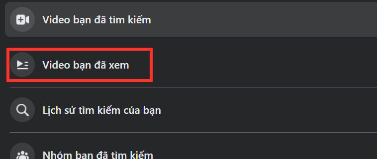 Video Facebook đã xem 