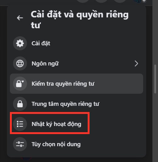 Nhật ký hoạt động Facebook