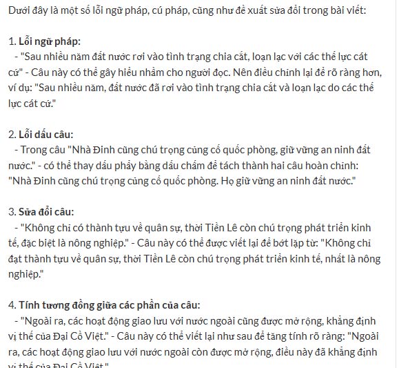 Lỗi sai trong bài làm 