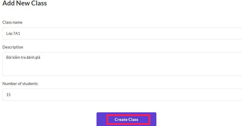 Tạo lớp học trên Essay Grader