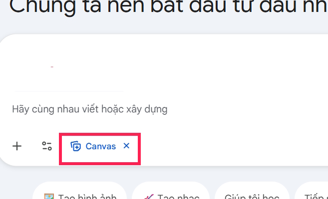 Chế độ Canvas Gemini