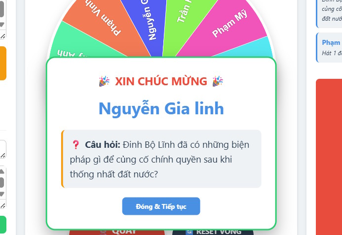 Vòng quay gọi tên trên Gemini