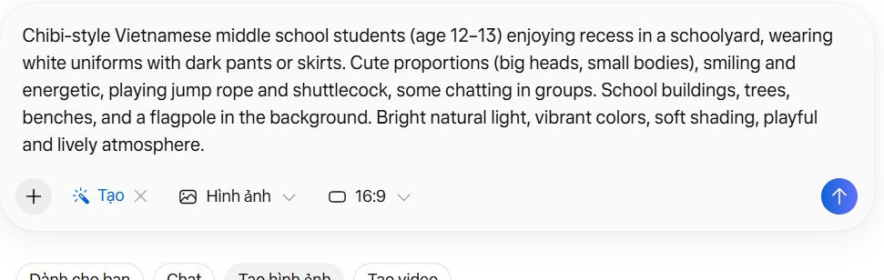 Chọn kích thước tạo ảnh trên Meta AI