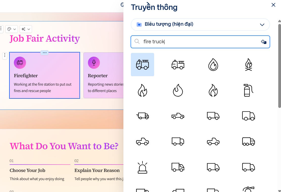 Đổi biểu tượng trong slide