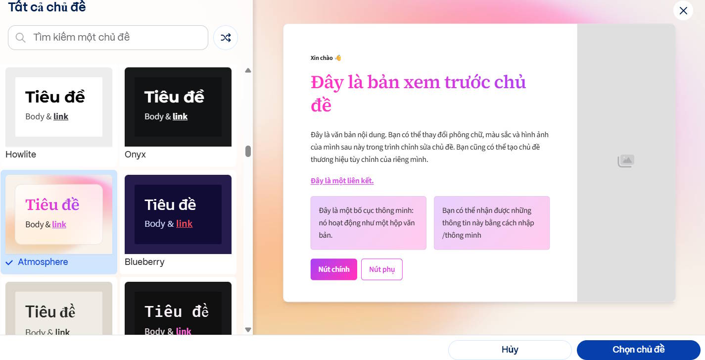 Đổi chủ đề cho slide trên Gamma AI