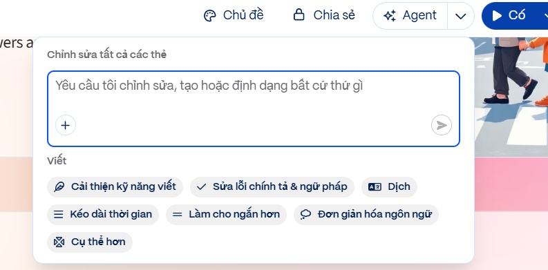 Đổi lại giao diện slide trên Gamma AI