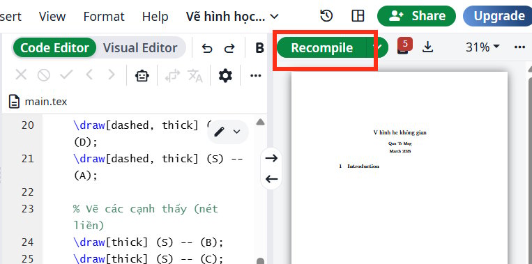 Chuyển nội dung LaText trên Overleaf