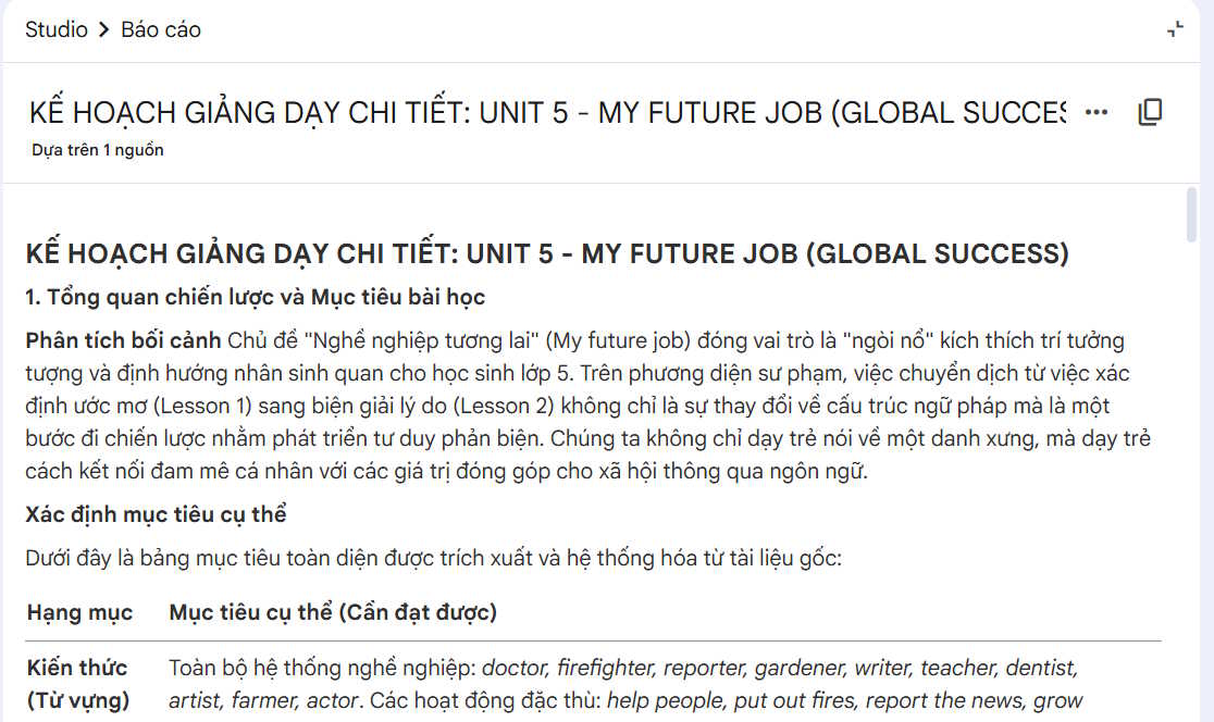 Bài giảng trên NotebookLM