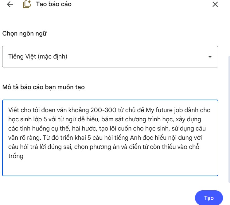 Tạo bài đọc hiểu Reading trên NotebookLM