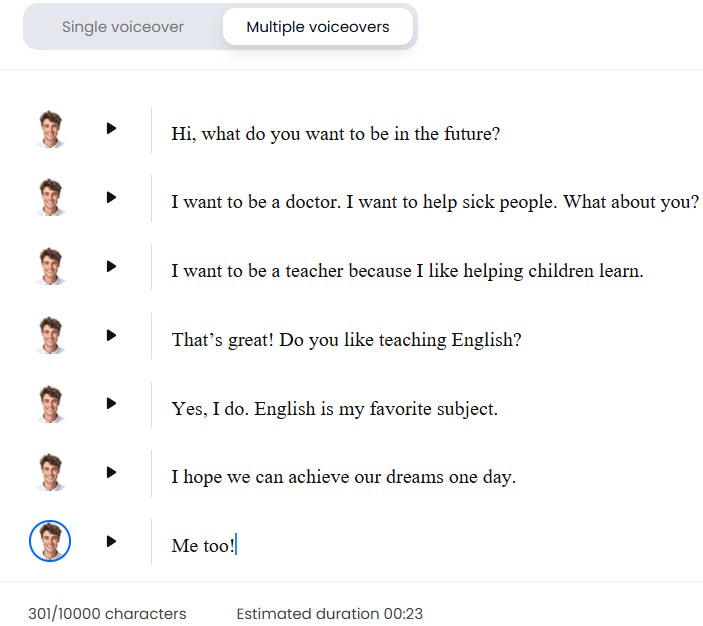 Nhập hội thoại trên DupDub