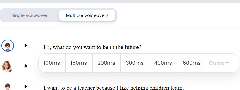 Chọn tốc độ ngắt nghỉ trên DupDub