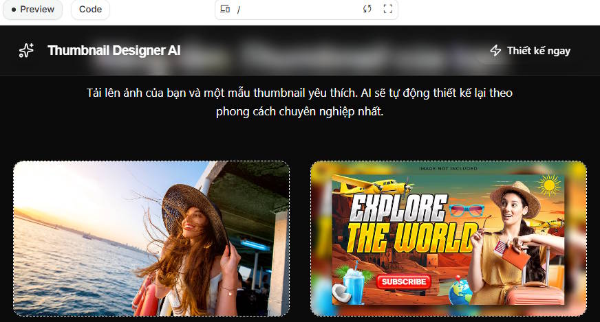 App tạo thumbnail trên Google AI Studio