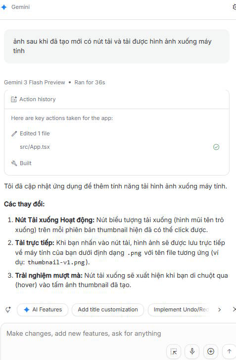 Chỉnh sửa app tạo trên Google AI Studio