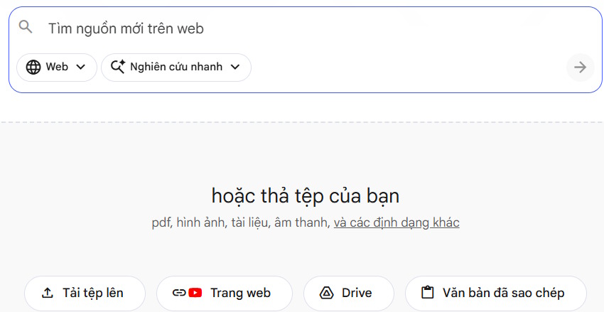 Tải tải liệu lên NotebookLM