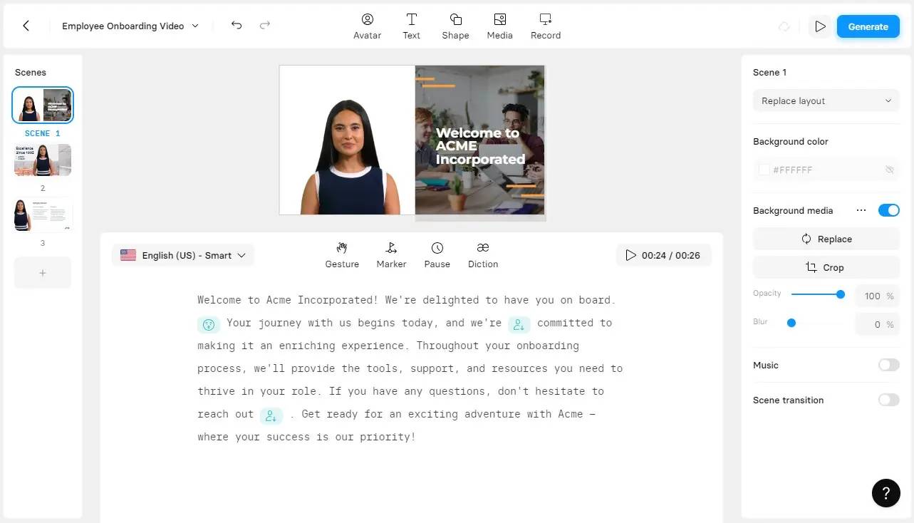 Tính năng đọc chính tả tùy chỉnh của Synthesia