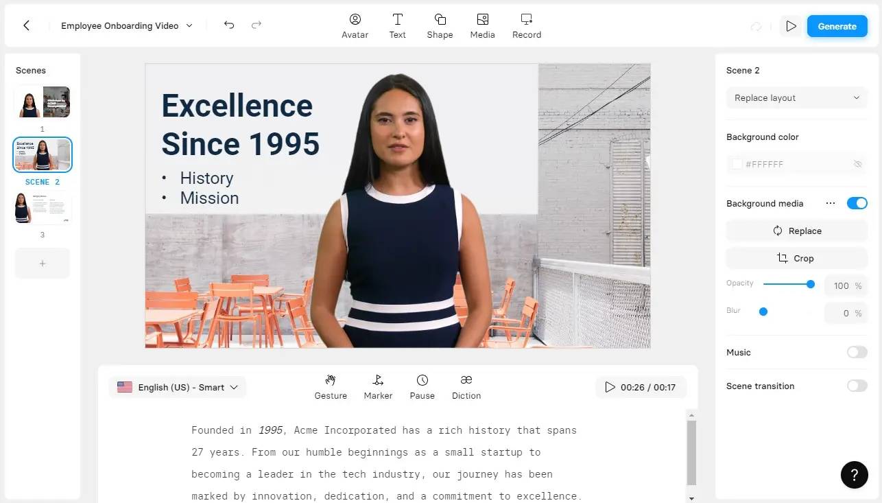 Thiết kế bài thuyết trình trong Synthesia