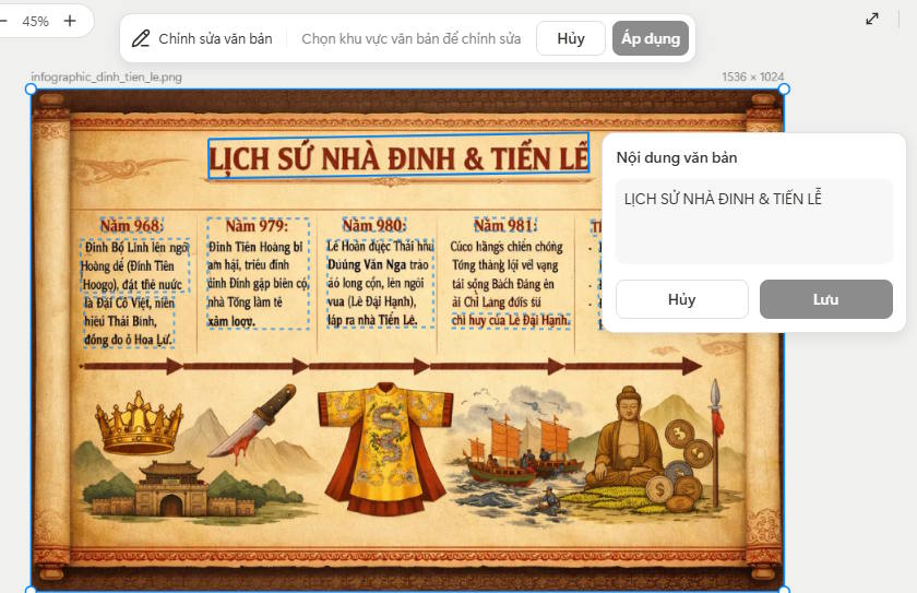 Nhập nội dung mới cho infographic Manus