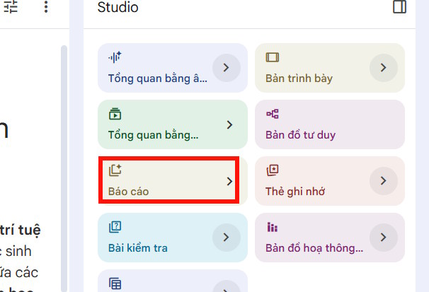 Báo cáo trên NotebookLM