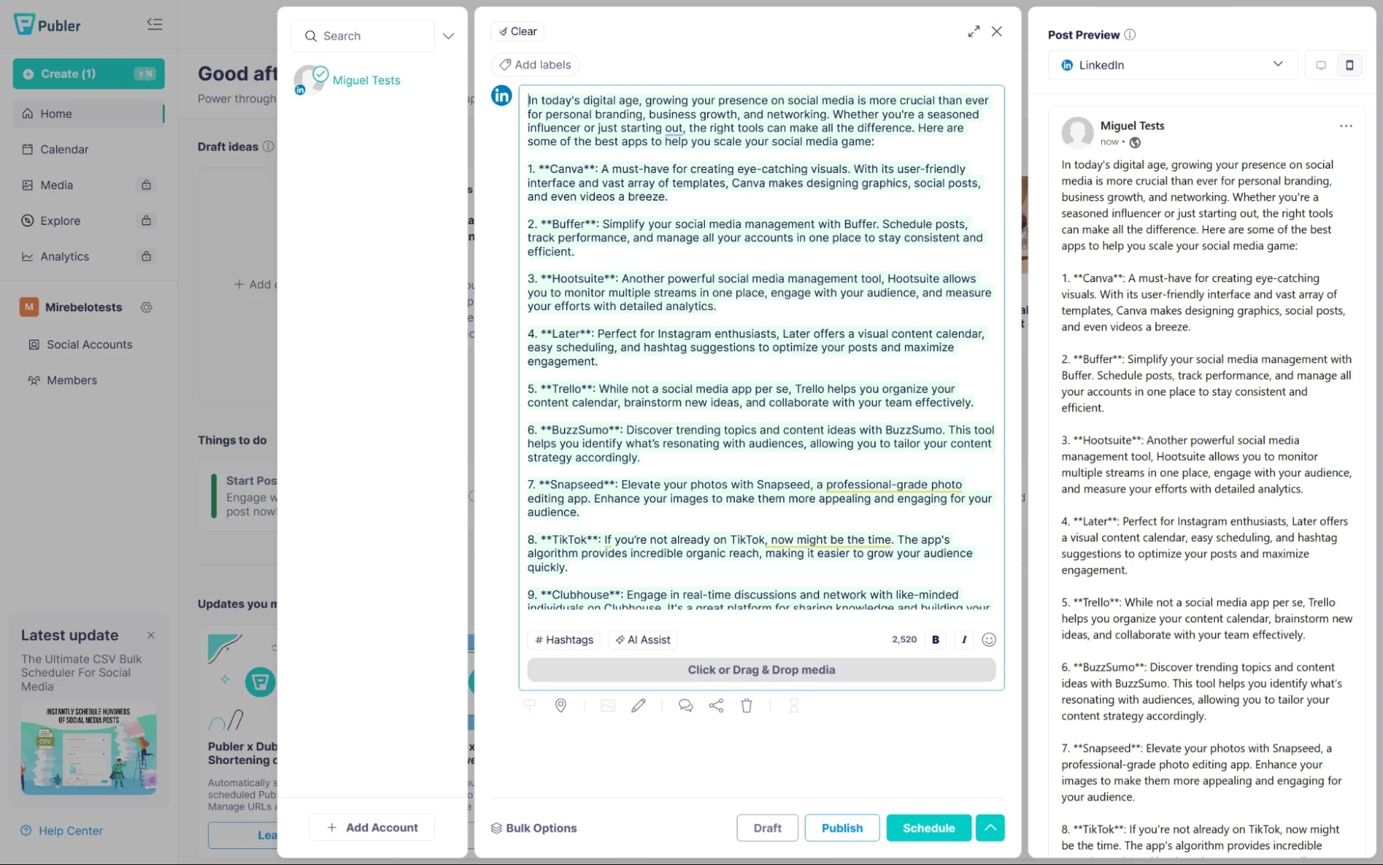 Publer, lựa chọn hàng đầu để tạo văn bản và hình ảnh bài đăng