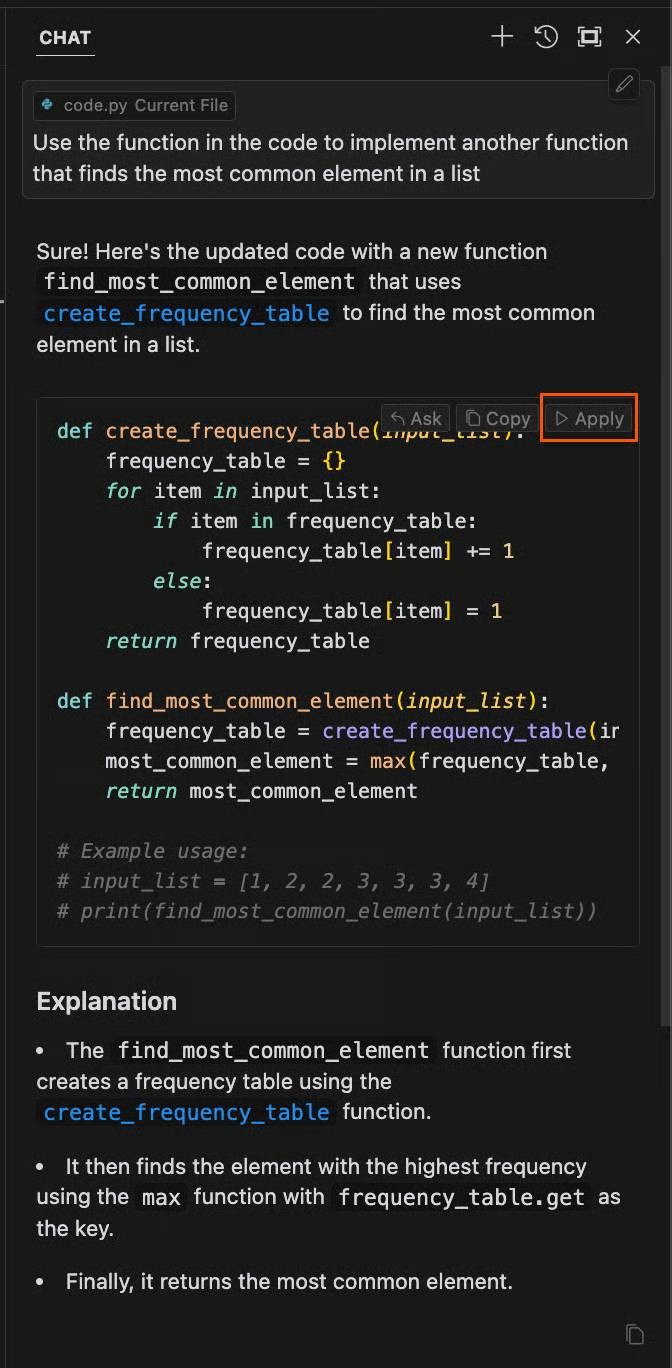 Áp dụng các thay đổi code từ kết quả trò chuyện