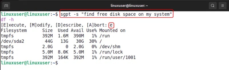 Chạy lệnh trực tiếp với sgpt