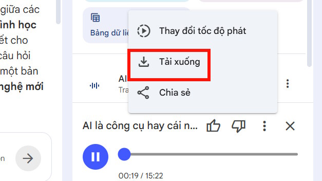 Hội thoại tranh luận tạo trên NotebookLM
