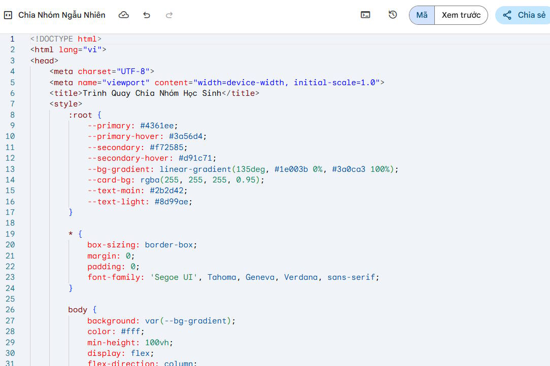 Lưu công cụ chọn nhóm ngẫu nhiên trên Gemini
