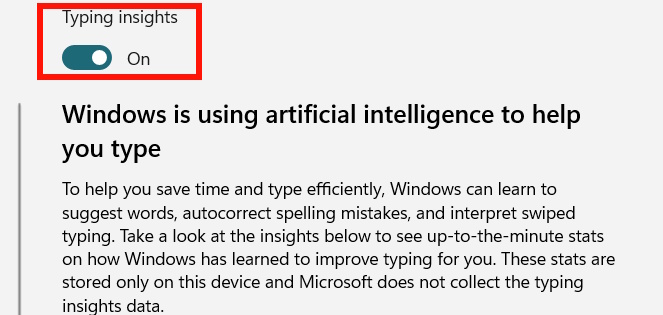 Chỉnh bật, tắt thông tin gõ phím trên Windows
