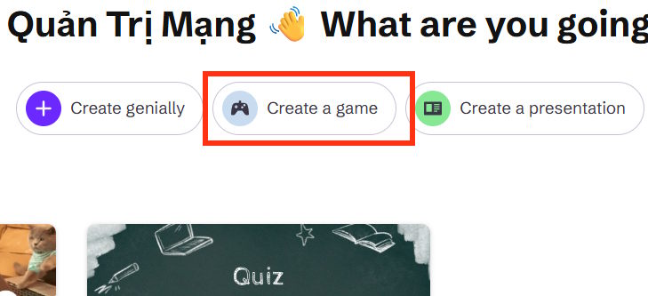 Tạo trò chơi trên Genially