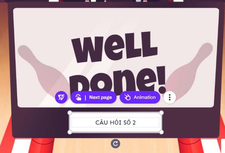 Chuyển câu hỏi game bowling trên Genially