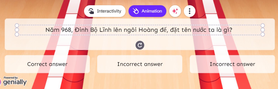 Nhập phương án trò chơi bowling trên Genially