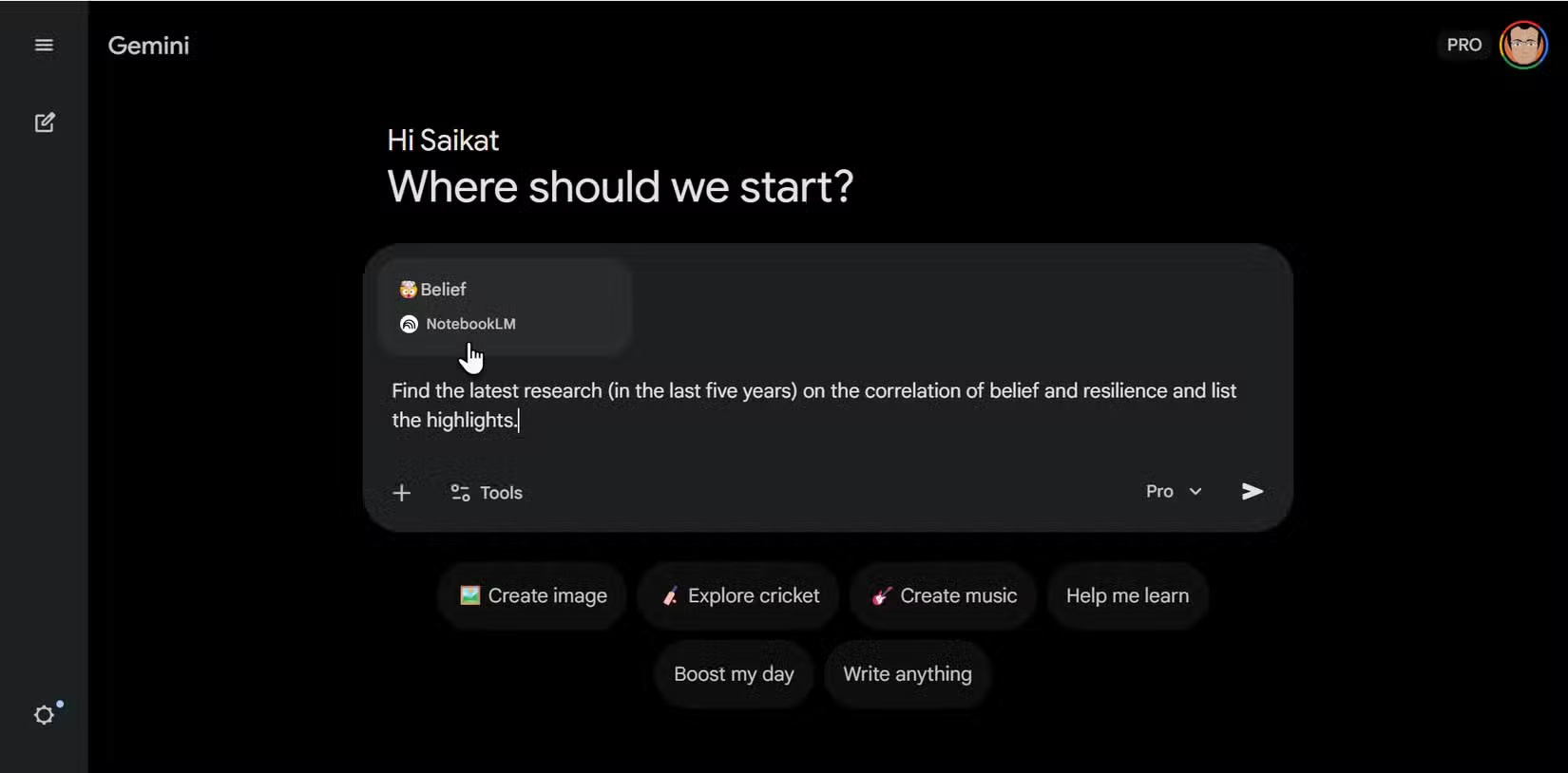 Tiếp tục nghiên cứu NotebookLM trong Gemini