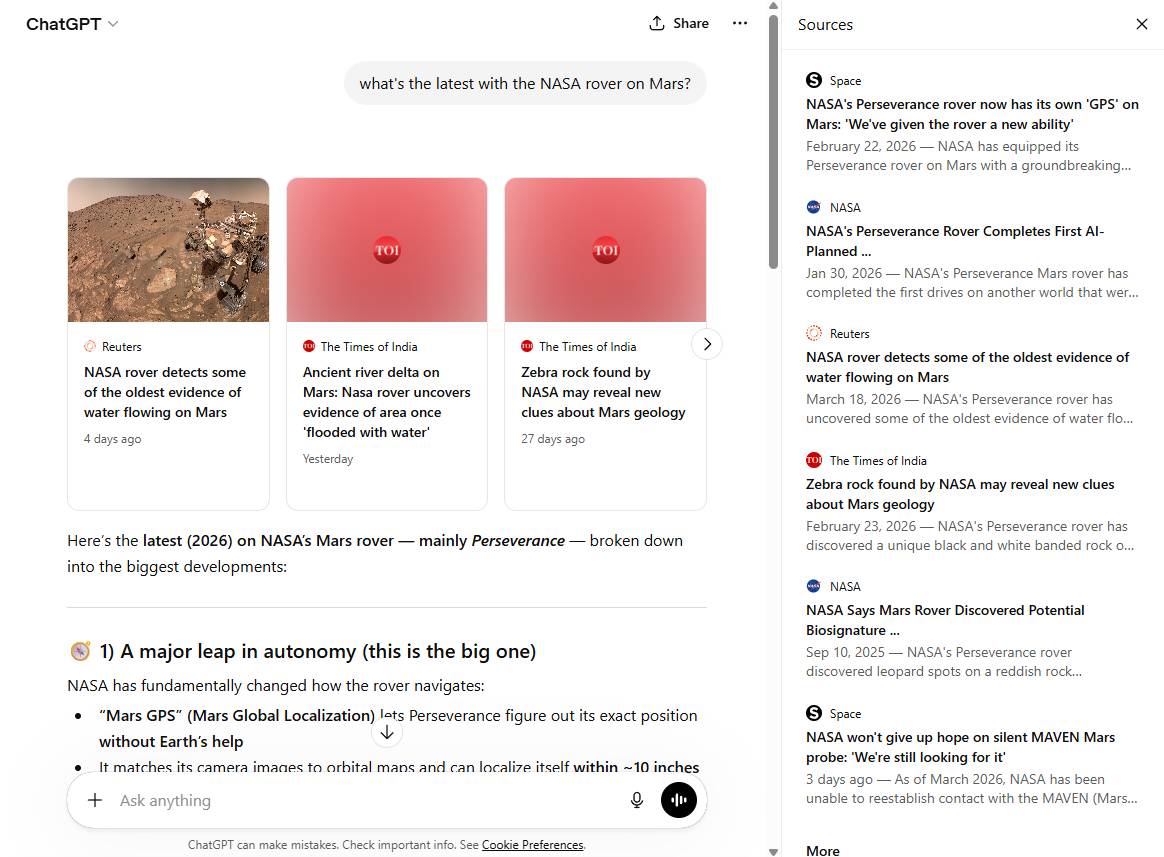 ChatGPT tìm kiếm, trả lời câu hỏi và đưa ra bản tóm tắt