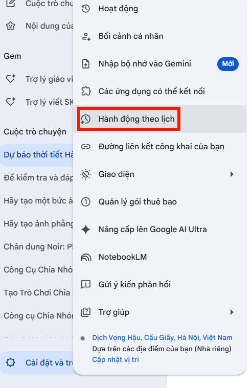 Hành động theo lịch Gemini