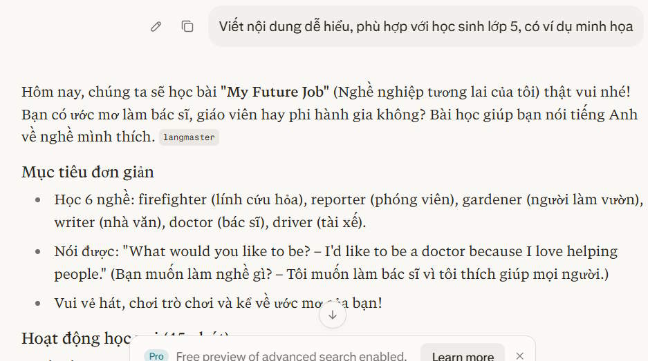 Chỉnh ngôn từ giáo án trên Perplexity AI